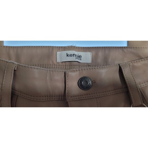 Vegan Faux Leather Pants Kensie jeans sz 4/28 Mid Rise Straight Leg Makeup - Picture 4 of 8